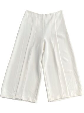DKNY Ivory Side Zip Wide Leg Front Seam Split Front Hem Culotte Pants (10)